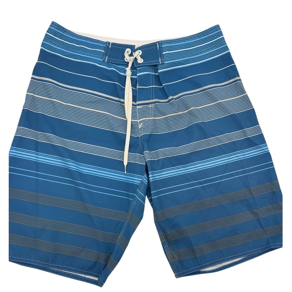 Zara Mens Blue Striped Board Shorts Swim Trunks Size Large 32 Lace Up Surf